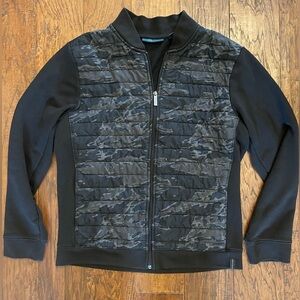 Perry Ellis Zip Up Black / Camo Textured Sweater Jacket | size M